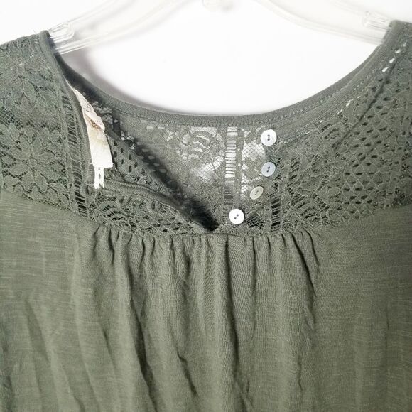 Rewind Women Extra Small Olive Green Crochet 3/4 Sleeve Pullover Top - Picture 3 of 12